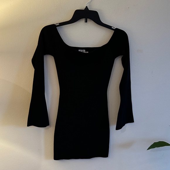 Princess Polly Ribbed Stretchy Black Dress - Preloved - Picture 2 of 8
